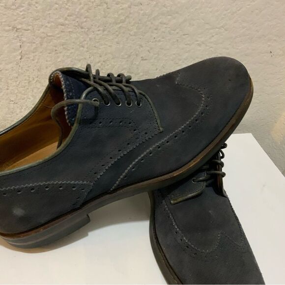 Aquatalia Men\'s Gray Suede Lace Up Carson Brogue Wingtip Oxford Shoes main image 10